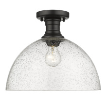 Golden 3118-SF14 BLK-SD - Yep by Golden Lighting Hines 1-light 14 in Semi-Flush Mount in Matte Black and Seeded Glass